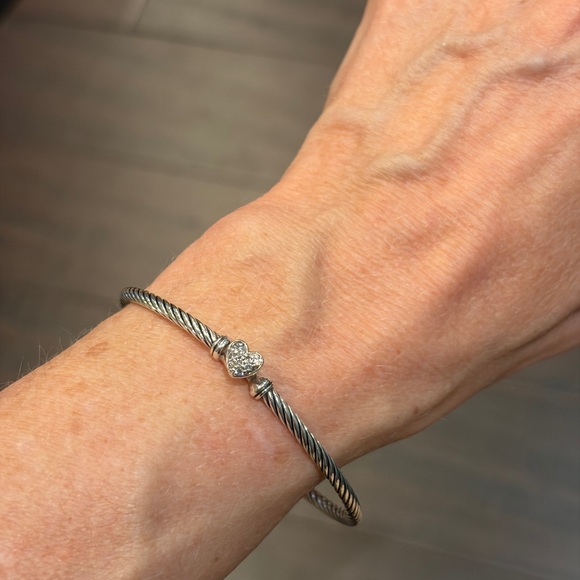 David Yurman Sterling/ Diamond Pave Heart Bracelet/ Pendant Set - Picture 3 of 11